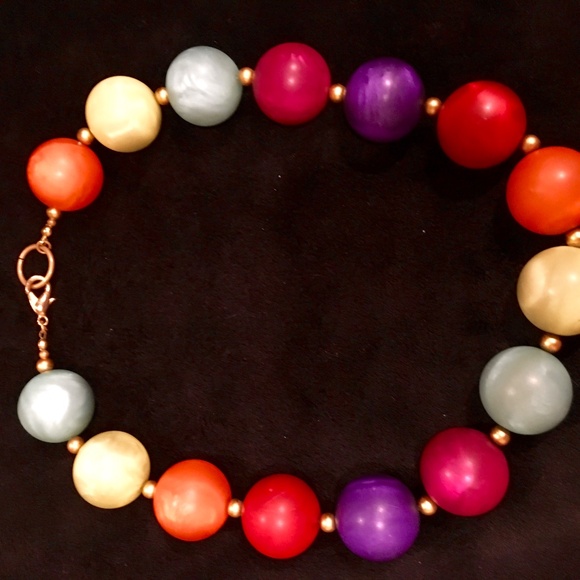 Multicolor Round Bead Resin Necklace - Picture 5 of 6